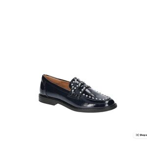 Women's Navy Studded Loafers